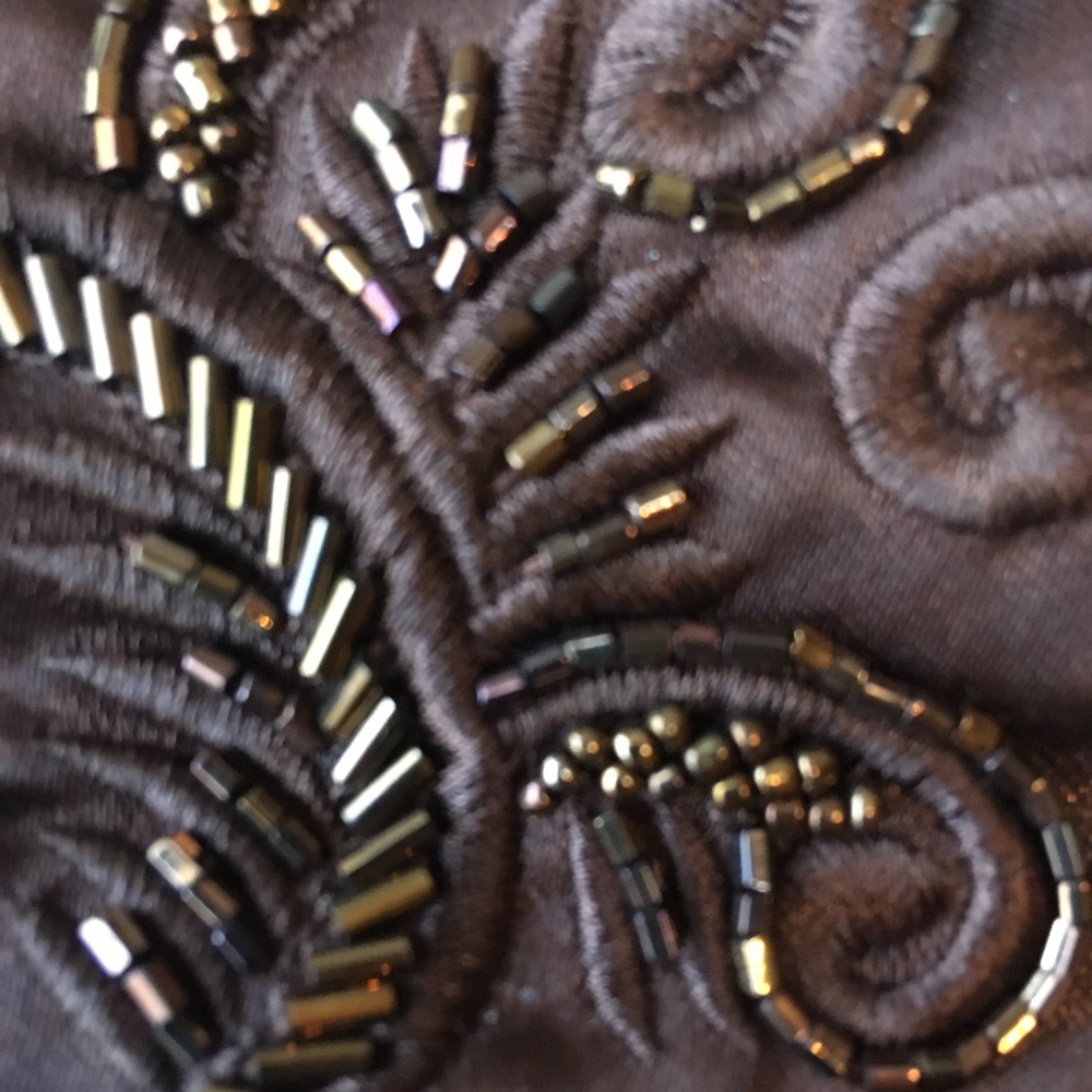 Beautiful Beaded Bag-Chocolate Brown 11”x4” 2 lengths chain for shoulder bag - Picture 3 of 4